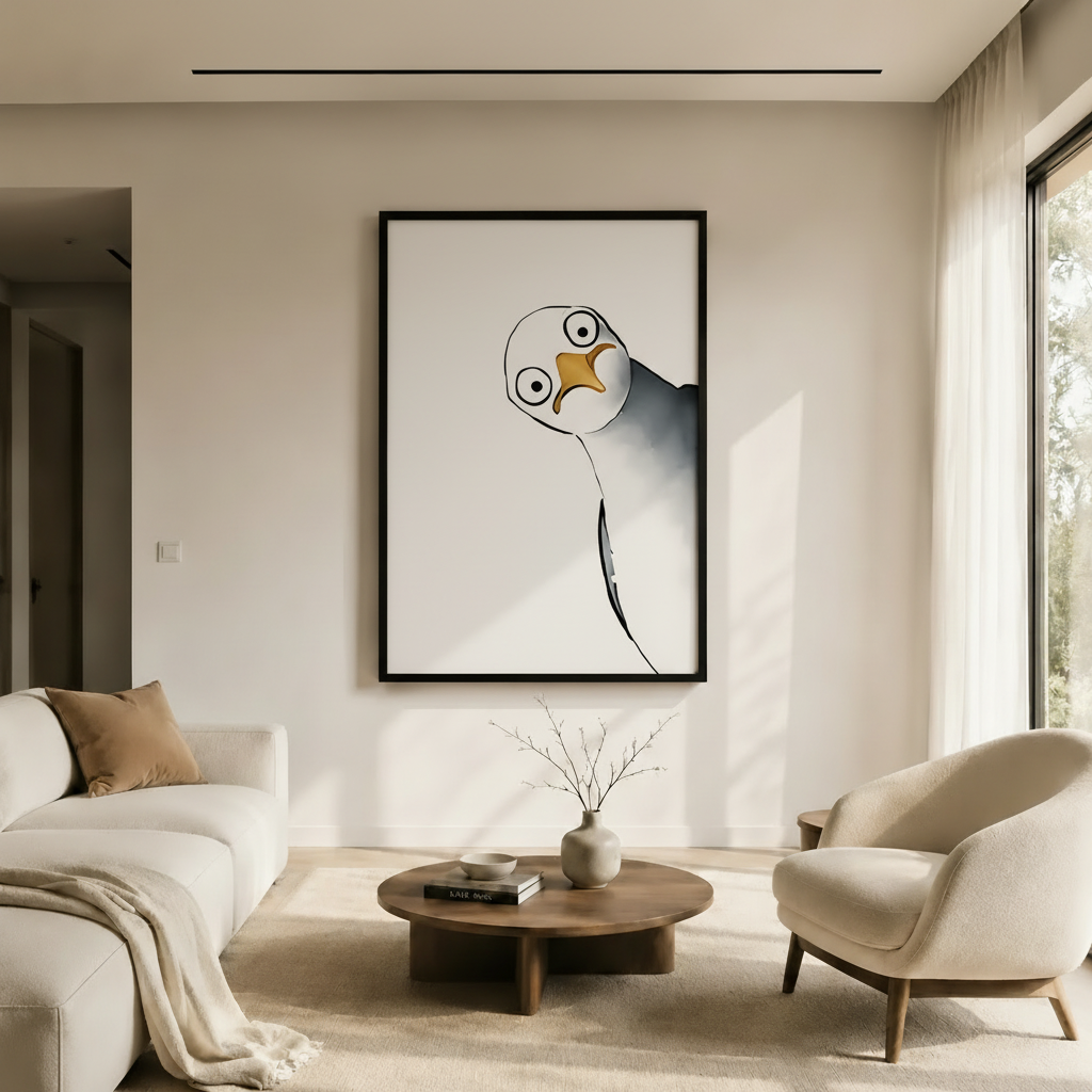 Nosy Seagull Minimalist Funny Canvas Wall Art