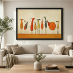 Mid Century Modern Abstract Bird Flock Canvas