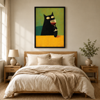 Black Cat Red Wine Modern Canvas Wall Art
