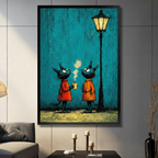 Night Cats Coffee Street Art Canvas Wall Art
