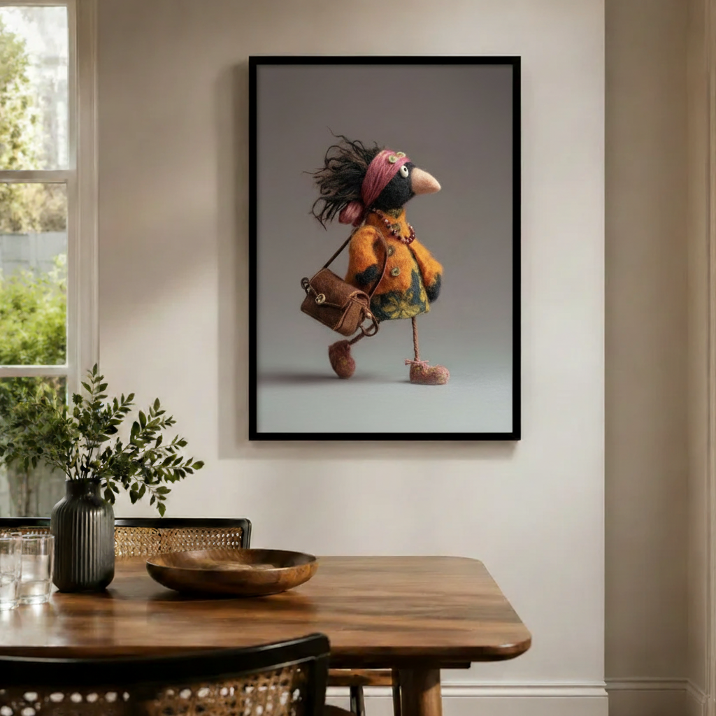 Sassy Crow Lady Whimsical Folk Art Canvas