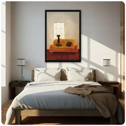 Loyal Companion Minimalist Dog Sofa Canvas Art