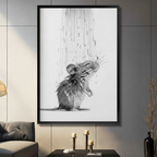 Wet Mouse Shower Pencil Sketch Canvas Art w6617