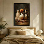 Halloween Duck Trio Vintage Oil Canvas