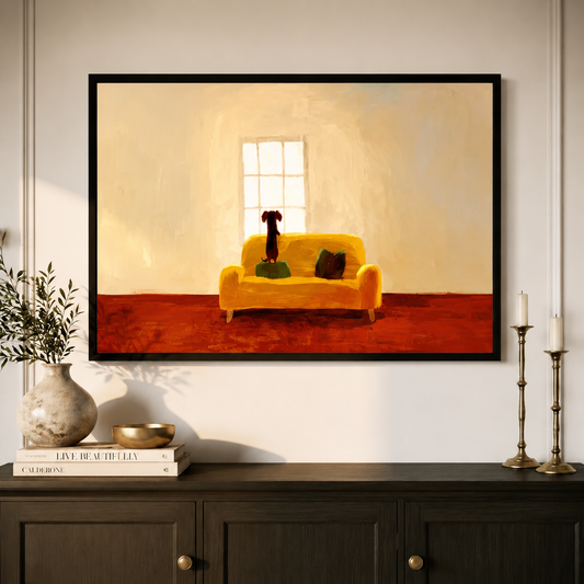 Dachshund Window Dreamer Canvas Wall Art