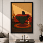 Cozy Black Cat Reading Canvas Art