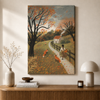 Autumn Fox Girl Countryside Canvas Art