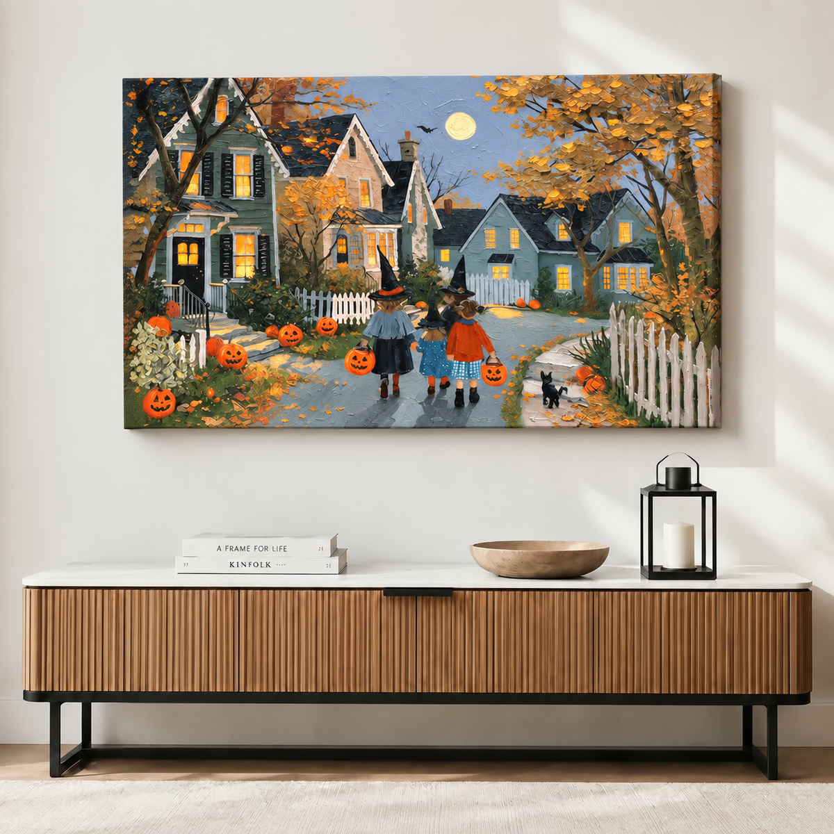 Halloween Trick-or-Treat Impressionist Canvas Art