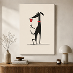 Abstract Dog Wine Glass Minimalist Canvas Art