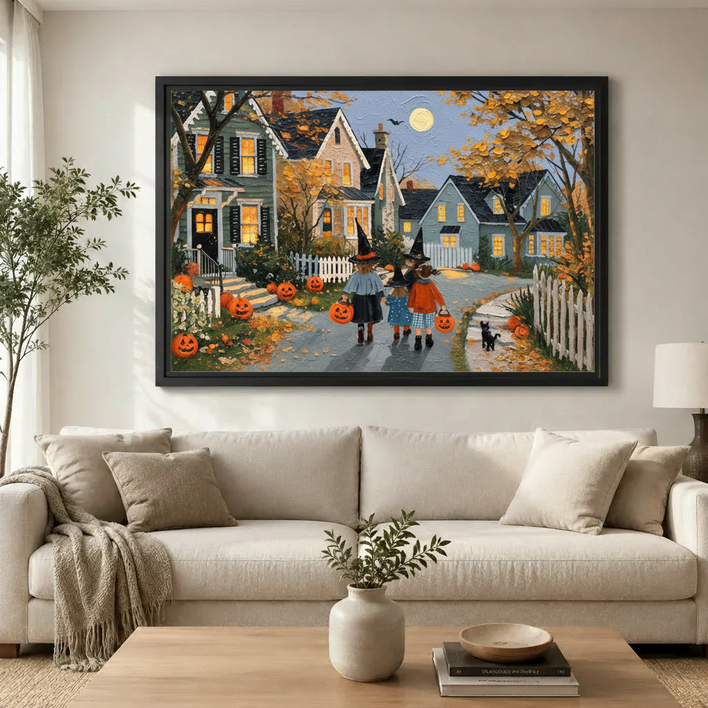 Halloween Trick-or-Treat Impressionist Canvas Art