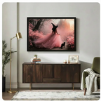 Pink Witch Black Cat Fantasy Canvas Wall Art
