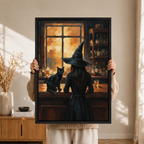 Gothic Witch Black Cat Bar Canvas Art