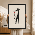 Abstract Dog Wine Glass Minimalist Canvas Art