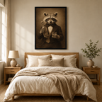 Vintage Raccoon Gentleman Whiskey Canvas Art