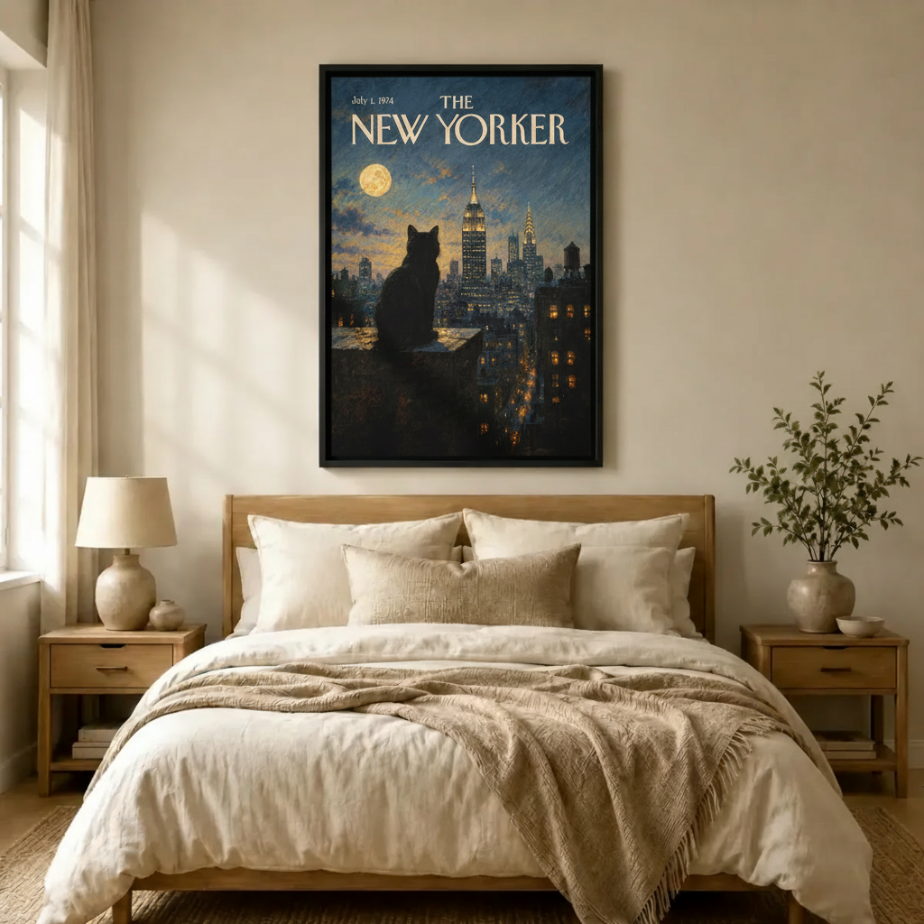 New Yorker Cat NYC Skyline Canvas Art