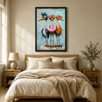 Funny Birds Whimsical Oil Painting Canvas Art