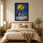 Moonlit Stone Cottage Impressionist Canvas Art