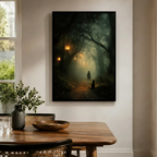 Witch & Black Cat Enchanted Forest Canvas Wall Art