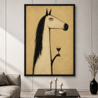 Vintage Horse Wine Canvas Wall Art