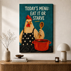 Funny Chicken Chef Kitchen Canvas Art