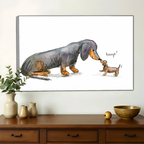 Dachshund Boop Nose to Nose Wall Art - Funny Watercolor Sketch Canvas Print| W1402