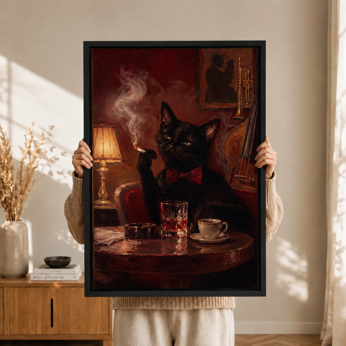 Jazz Cat Gentleman Dark Gothic Canvas Art