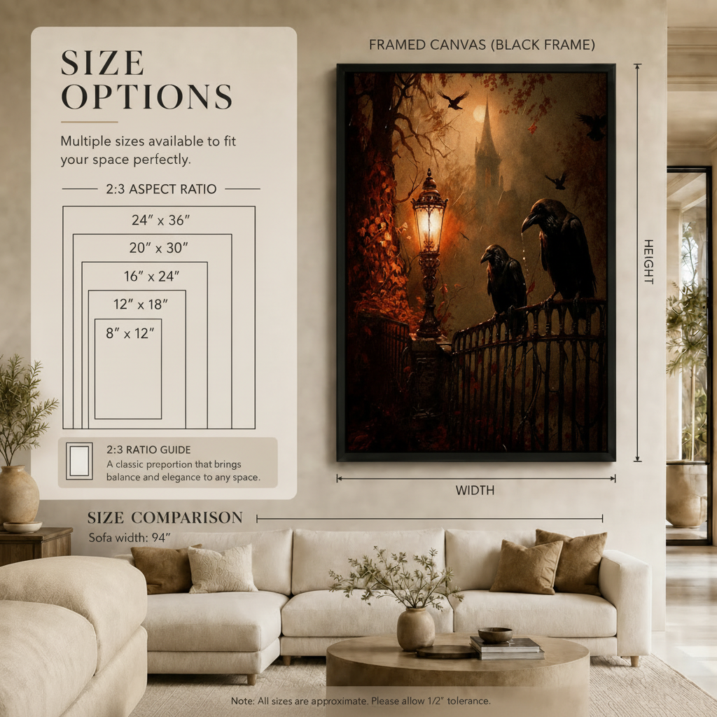 Gothic Ravens Iron Gate Castle Canvas Wall Art