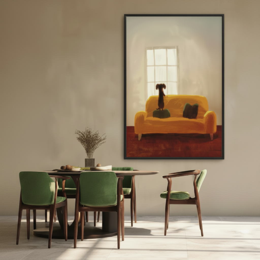 Dachshund Window Dreamer – Painterly Dog Wall Art