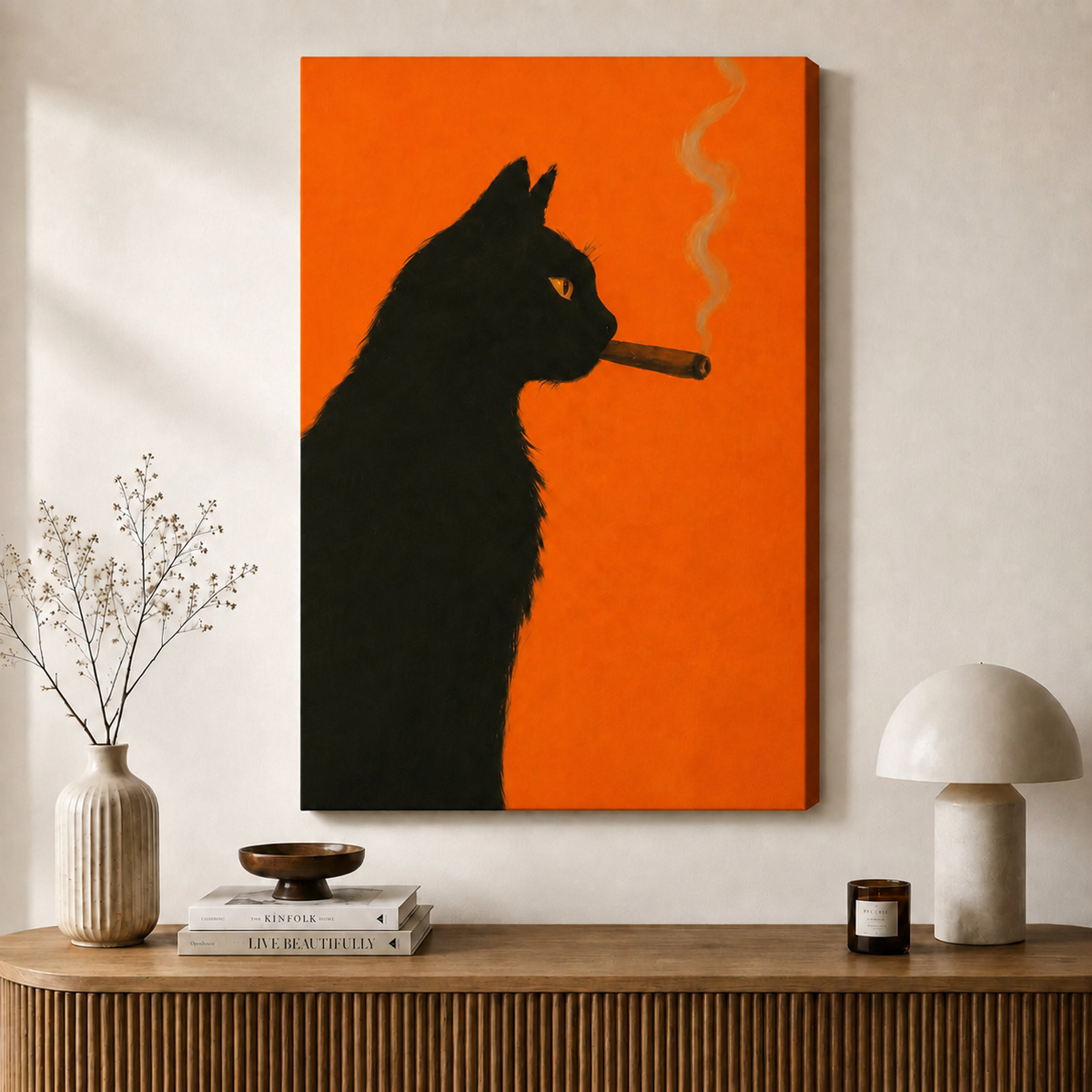 Pop Art Black Cat Cigar Bold Canvas Print