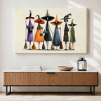 Whimsical Witch Coven Watercolor Canvas Art