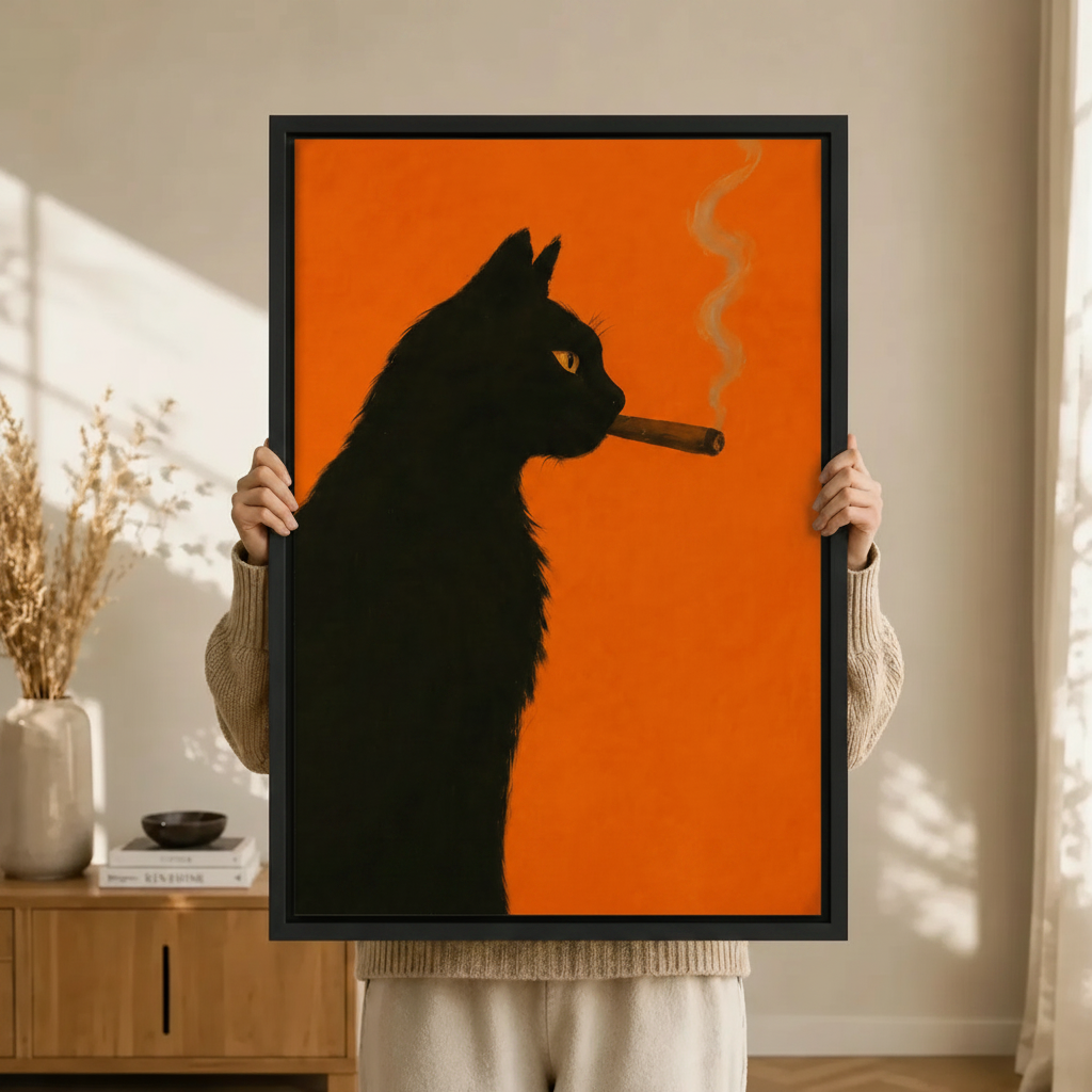 Pop Art Black Cat Cigar Bold Canvas Print