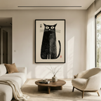 Zen Black Cat Japanese Woodblock Canvas Wall Art