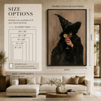 Witch with Cocktail Dark Academia Canvas Wall Art
