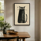 Zen Black Cat Japanese Woodblock Canvas Wall Art
