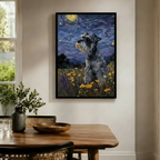 Schnauzer Starry Night Van Gogh Canvas Wall Art