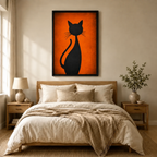 Modern Abstract Black Cat Canvas Wall Art