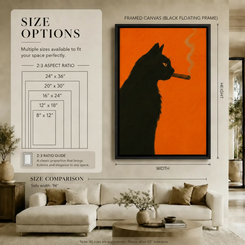 Pop Art Black Cat Cigar Bold Canvas Print