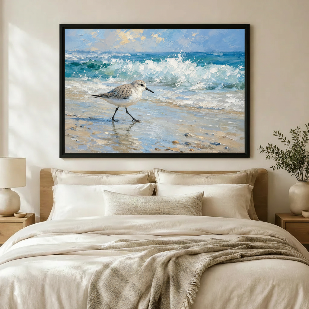 Sandpiper Coastal Beach Impressionist Canvas Art
