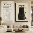 Zen Black Cat Japanese Woodblock Canvas Wall Art