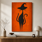 High-End Retro Witch Cat Canvas Art