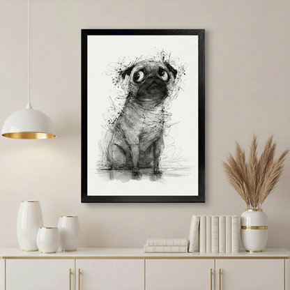 巴哥犬素描替换至北欧风格客厅场景（正方形）