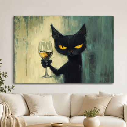 黑猫画作替换至客厅沙发场景（正方形）