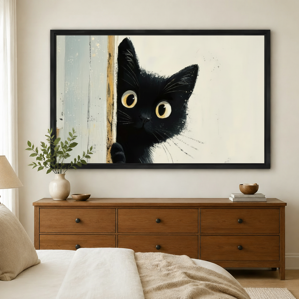 偷窥黑猫替换至卧室棕木柜场景