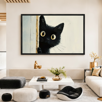 偷窥黑猫替换至现代豪华客厅场景