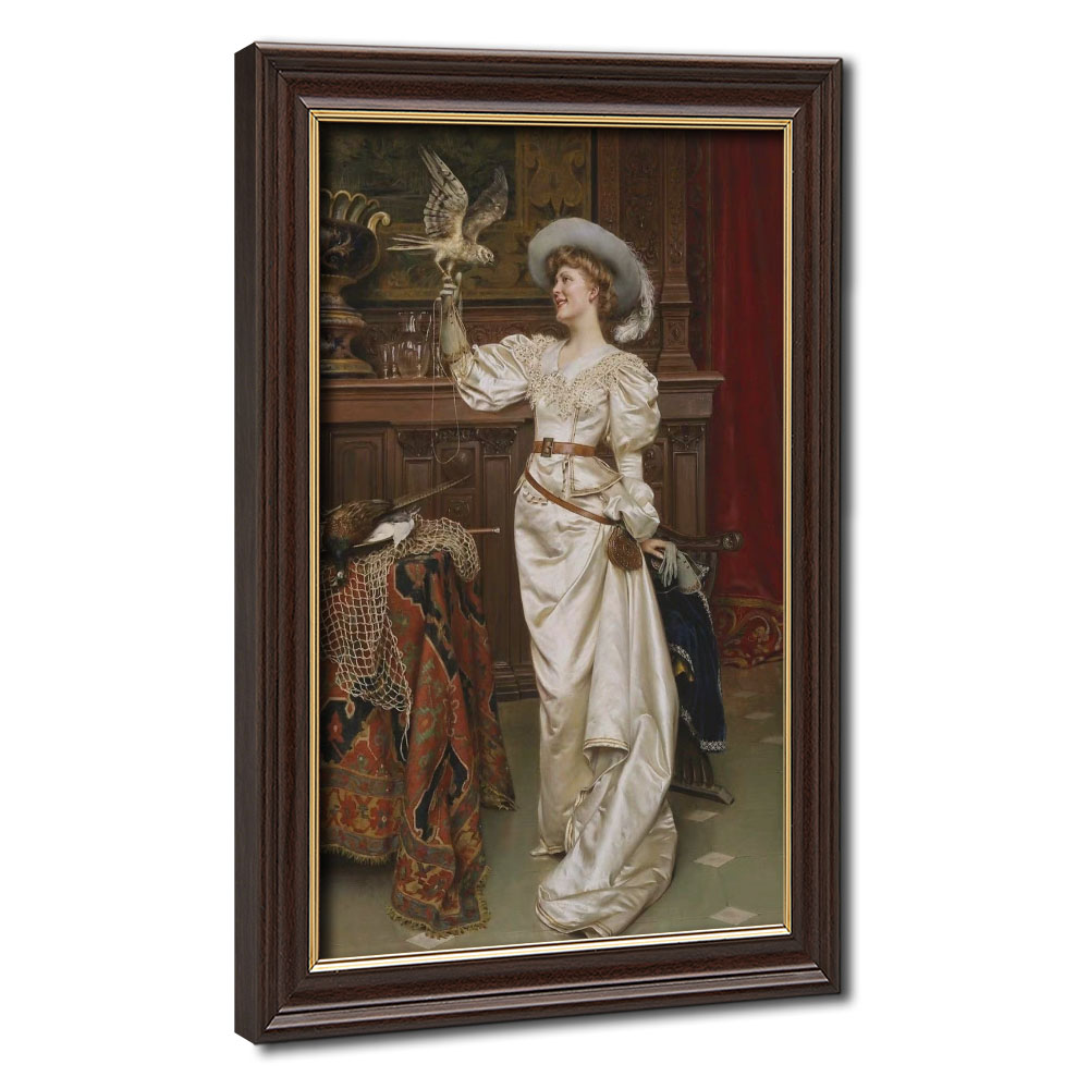 Victorian Falconer Lady Classic Oil Canvas Art