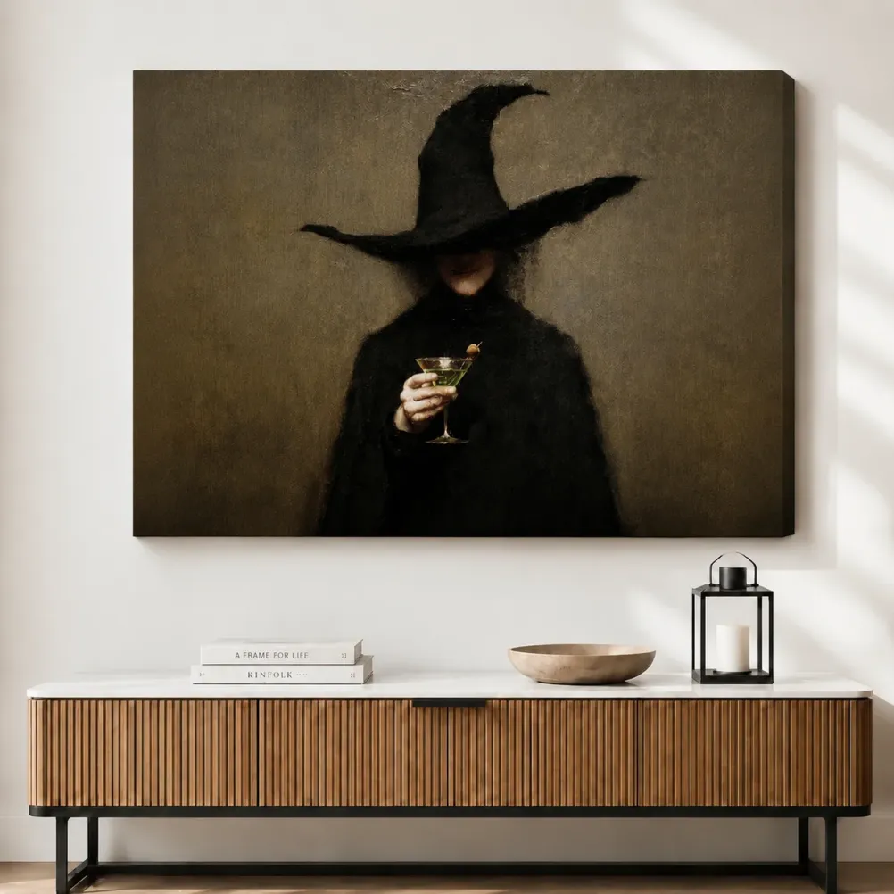 Gothic Witch Martini Dark Canvas Art