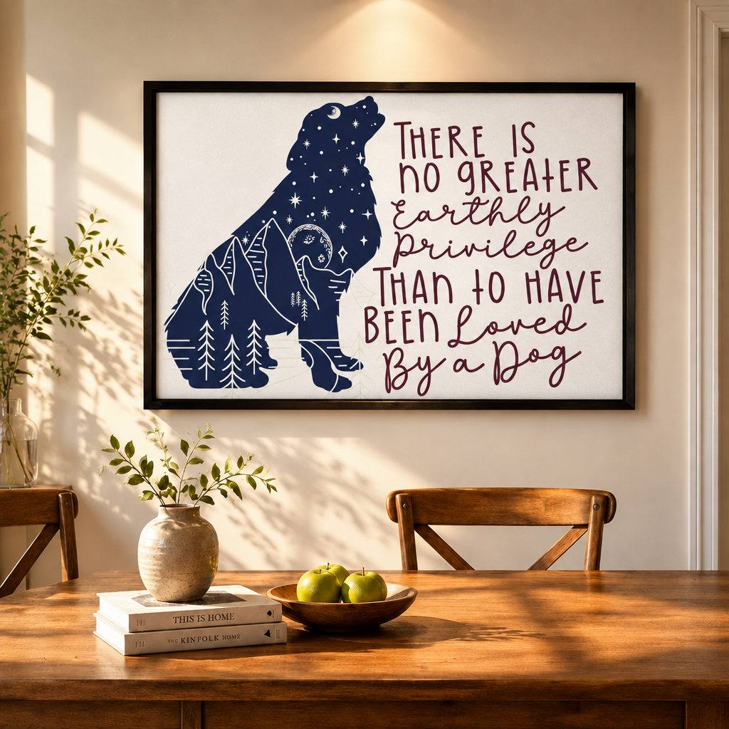 Loved By a Dog Celestial Quote Canvas Art