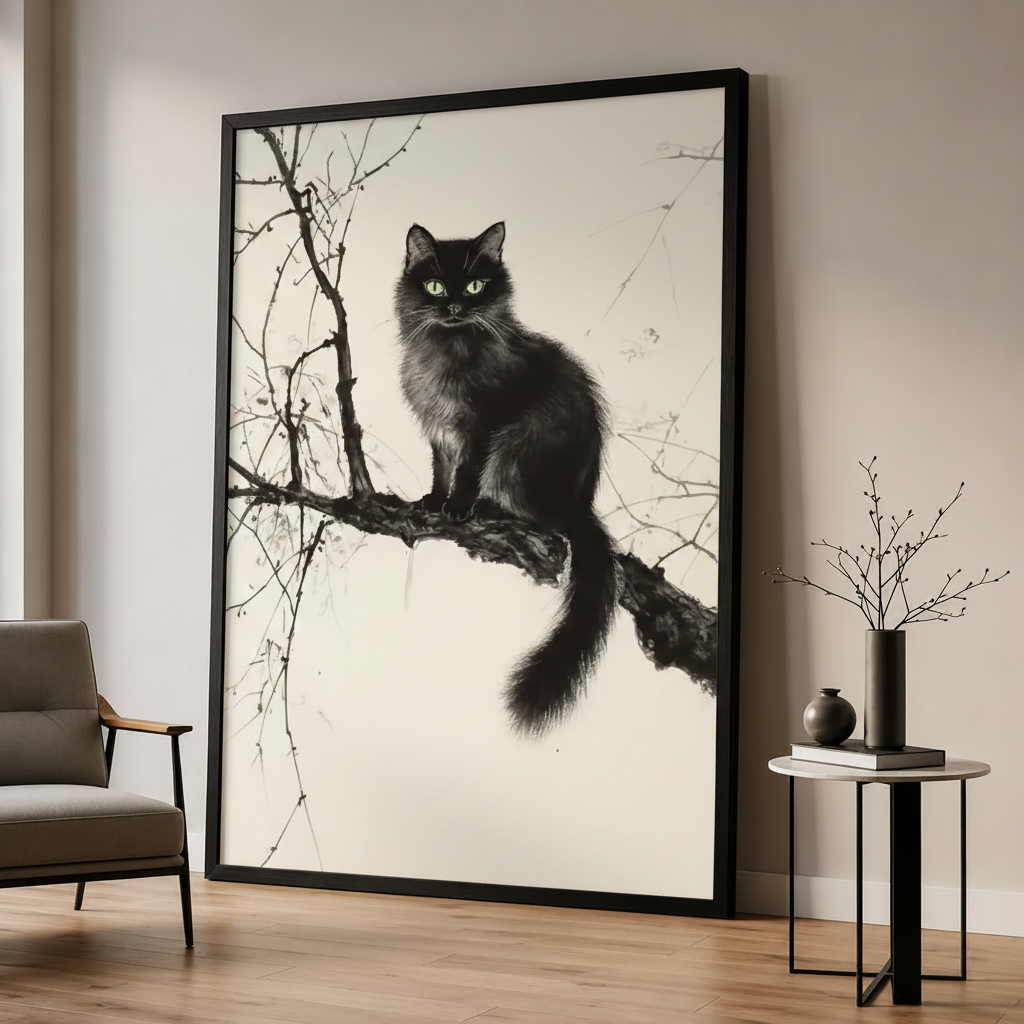Black Cat Sketch - Armchair Floor