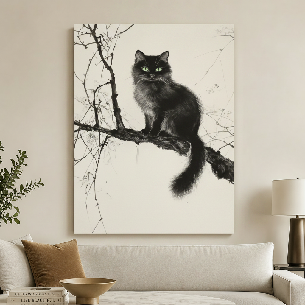 Black Cat Sketch - Gallery Wrap Canvas