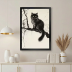 Black Cat Sketch - Living Room Bookshelf